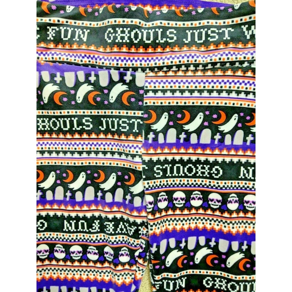 NOBO‎ Plush Velour SOFT High Rise Leggings Black Orange Halloween Ghost XL NWT